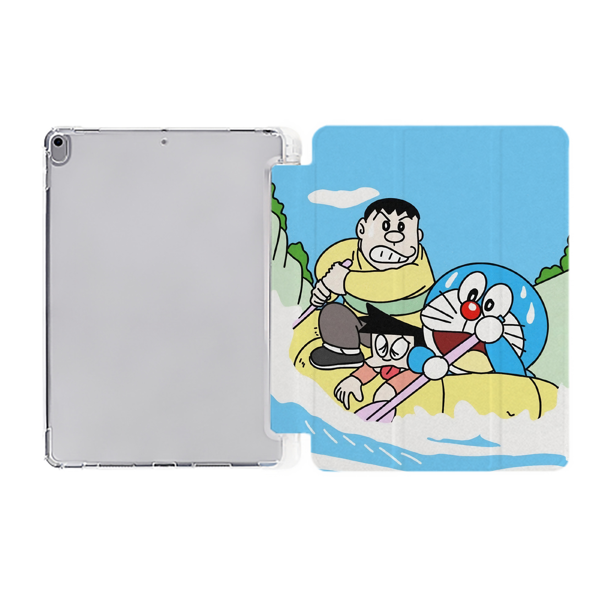 （画像用） ドラえもん Doraemon IPad ケース ペン収納付き 三つ折りスタンド PUレザー×シリコン 対応機種9.5/10.5/10.9インチ
